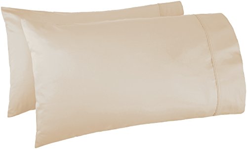Amazon Basics 400 Thread Count Cotton Pillow Cases - King, Set of 2, Beige, Pillows Not Included