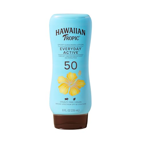Hawaiian Tropic Island 8 Ounce Sport Broad Spectrum Sunscreen Lotion with SPF 50