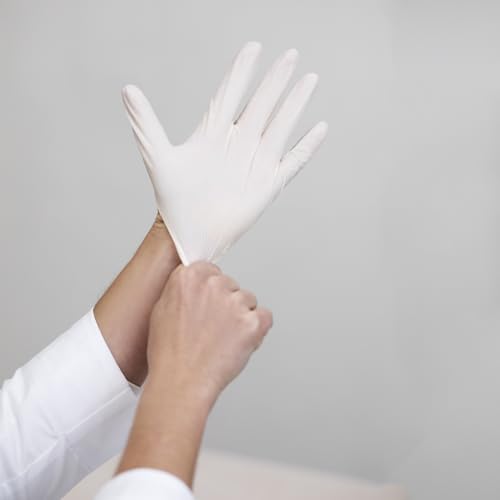 ApTechDeals Latex Medical Examination Disposable Hand Gloves, White, Medium, 100 Piece