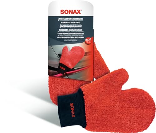 SONAX Microfaser WaschHandschuh (1 Stück) bequemer Handschuh mit maximalem Oberflächenschutz, schonende Reinigung Aller Lack, Glas und Kunststoffoberflächen, Art-Nr. 04282000