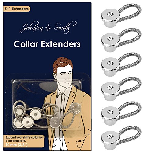 Johnson & Smith Collar Extenders-Neck Extender/Wonder Button for 1/2 Size Expansion of Men Dress Shirts (Pack: 5+1, 3/8")