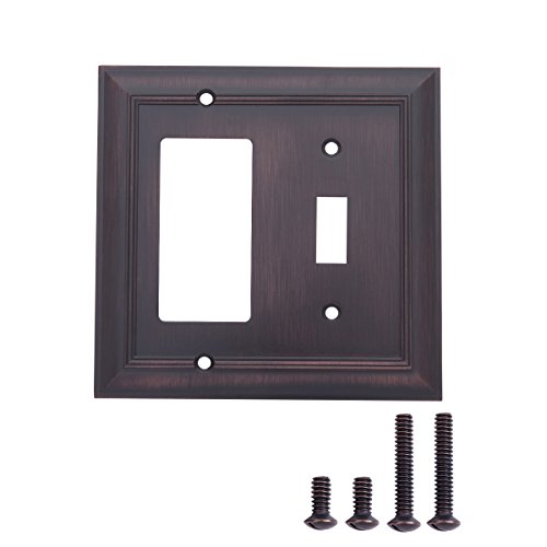 Amazon Basics Toggle and Gang Light Switch Wall Plate, Oil Rubbed Bronze, 2-Pack