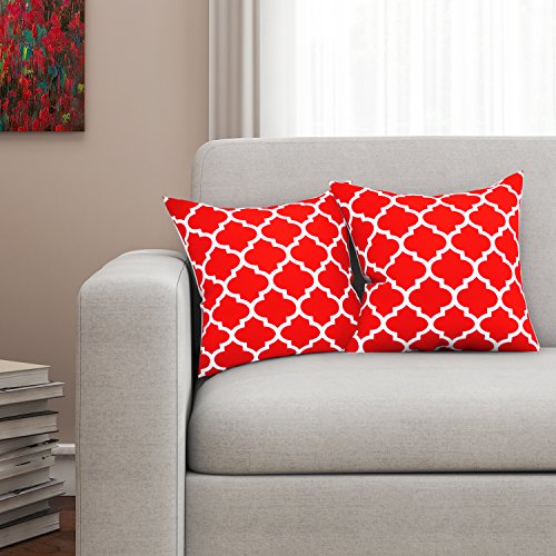 SEJ by Nisha Gupta Set of 2 Cushion Cover 16 Inch x 16 Inch | Printed Cotton Cushions for Sofa | Geometric HD Digital | Decorative Cushion Pillow | Square Pillow Covers for Sofa Living Room