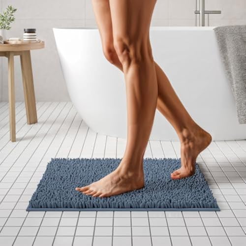 20x31 inches, Dark Gray : Mayshine Non-Slip Bathroom Rug Safety Shower Mat Machine-Washable Bath Carpet with Water Absorbent Soft Microfibers of - Dark Gray (20x31 inches)