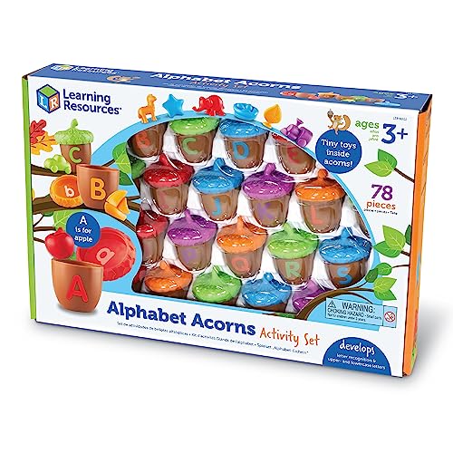 Learning Resources Kids Alphabet Acorns Activity Set,78 Pcs,Multicolor