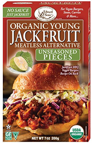 Edward & Son's Organic Unseasoned Young Jackfruit Pieces – Great Meatless Alternative, Plant Based Meat, Non-GMO, USDA Organic – 7 Oz (Pack of 6)
