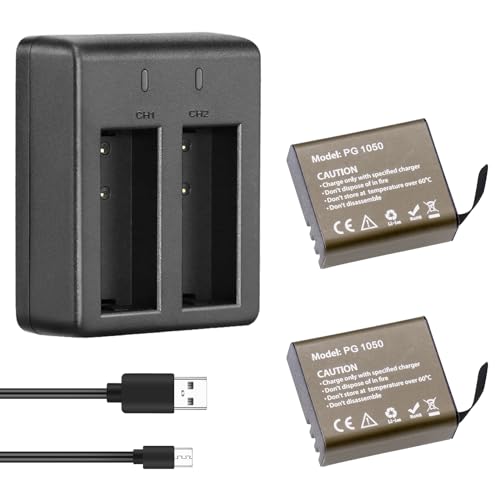 AKASO 2 x 1050mAh Rechargeable Action Camera Battery with USB Dual Charger for AKASO EK7000/EK7000 Pro/Brave 4 Action Camera