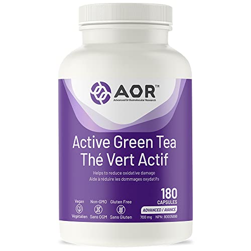 AOR Active Green Tea 700mg, 180 Vegan Caps 60-Day Supply - Powerful EGCG Green Tea Extract Supplement for Liver & Digestive Support & Cardiovascular Function - Non-GMO, Gluten-Free Antioxidant Formula