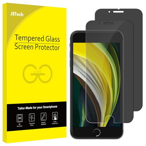 JETech Privacy Screen Protector for iPhone SE 3/2 (2022/2020 Edition), iPhone 8/7, Anti-Spy Tempered Glass Film, 2-Pack