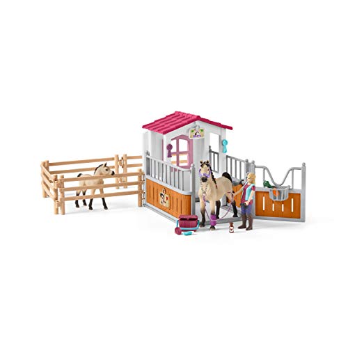 schleich 42369 Pferdebox mit Arabern und Pferdepflegerin, für Kinder ab 5 Jahren, Horse Club - Spielset