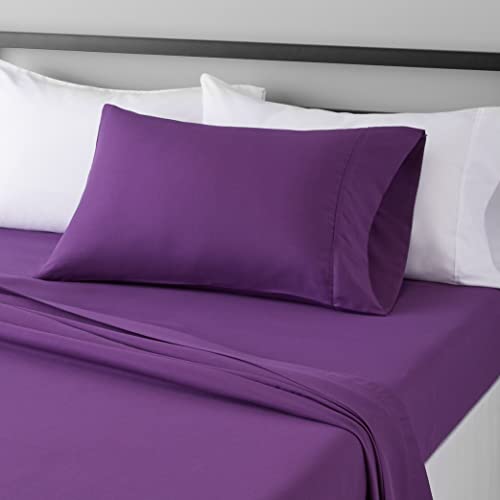 AmazonBasics Light-Weight Microfiber Sheet Set - Twin, Plum