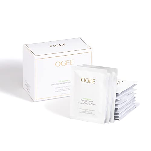 Ogee Daily Facial Cleansing Cloths – Organic & Natural Moisturizing Make-Up Remover Exfoliating Face Wipes with Alpha-Hydroxy Acids- 30 Wet Cloths