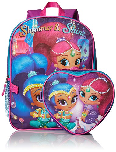 Nickelodeon Girls' Shimmer and Shine Backpack with Lunch Kit, Purple, 16 Inch