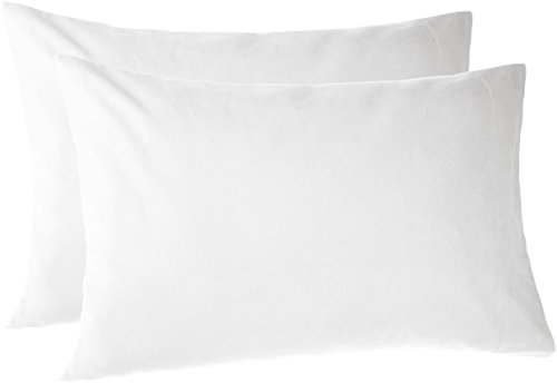 Amazon Brand – Pinzon 170-Gram Flannel Cotton Pillowcases, Set of 2, Standard, White