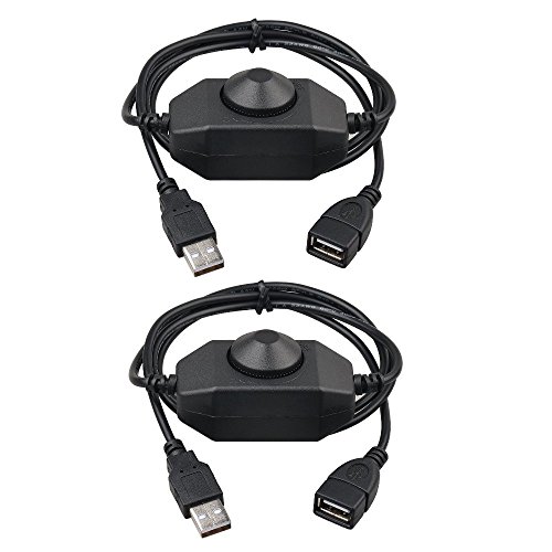 Onite 2PCS LED Strip Dimmer Switch, USB Female to Male Extension Cord with Dimmable Rotary Switch