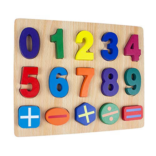 Timy Wooden Numbers Puzzle for Toddlers, Preschool Educational Learning Board Toys for Kids Ages 3+