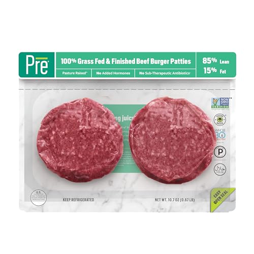 Pre, Beef Burger Patties 85% Lean/15% Fat, Grass-Fed, Pasture-Raised, 5.33 oz, Pack of 2