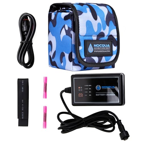 NOCQUA Pro Power Water-Resistant Battery & Charger Kit - Compatible with GPS, Depth & Fish Finders, & Most 12 Volt Electronics