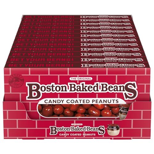Wonka Boston Baked Beans, Candy-Coated Peanuts, Sweet & Salty, 4.3 Ounce Theater Candy Boxes (Pack of 12)