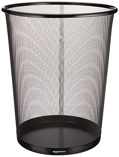 Amazon Basics Mesh Trash Can Wastebasket, Black, 6-Pack
