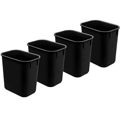 Acrimet Wastebasket, Deskside Bin, 3.25 Gallon/13 Quart/ 12 Liter (Plastic) (Black Color) (Set of 4)