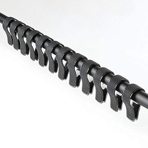 mDesign Modern Textured Plastic Bathroom Shower Curtain Liner Hook Rings, Easy Glide, Clips Over The Shower Rod, Snaps Securely - 12 Pack - Matte Black