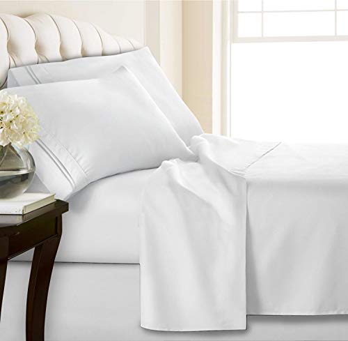 FBTS Basic Ägyptische 1800 Serie doppelt gebürstete Mikrofaser farbecht Hotel Home Collection 4-teiliges Bettlaken mit passenden Kissenbezügen, hypoallergen, weich und seidig, luxuriöse Haptik