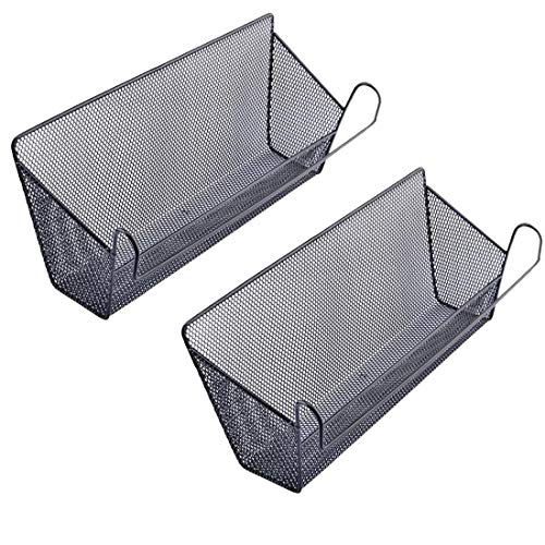 YIFAN Aufbewahrungskörbe, Netz-Origanizer für Bücher, Telefone, Getränke, Büro, Zuhause, Tisch, Hänge-Organizer, Schreibtisch-Eckregale, Schwarz, 2 Stück