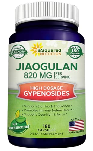 Pure Jiaogulan Supplement - 180 Capsules - Gynostemma Pentaphyllum AMPK Activator, Caffeine-Free Adaptogen Pills, Southern Ginseng (Jiaogulan) Root Powder Extract, Max Strength 820mg