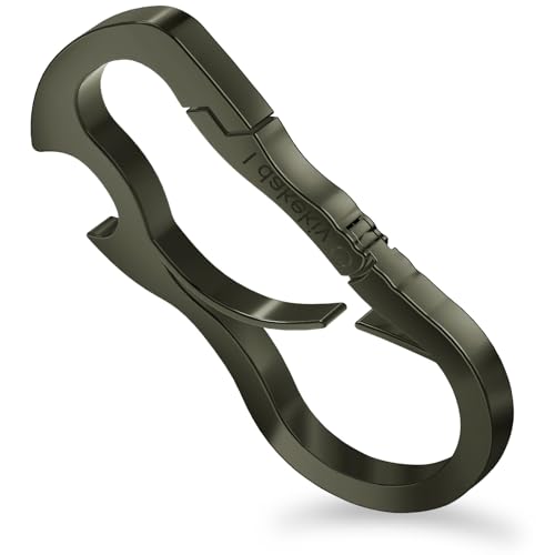Idakey Full Stainless Steel Anti-Lost Keychain Carabiner Mutil Function Home Tool with Bottle Opener for Home Black