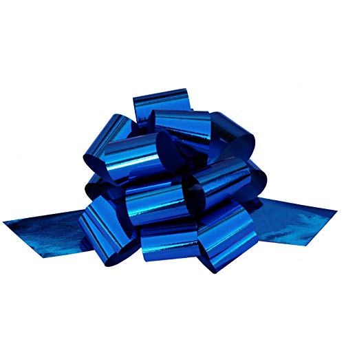Metallic Royal Blue Decorative Bows - 5" Wide, Set of 10, Gift Bows, 4th of July, Birthday, Police Support, Presents, Gift Basket, Christmas, President's Day, Easter, Memorial Day
