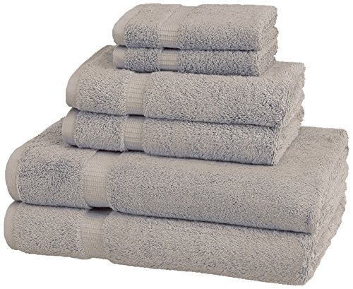 Pinzon Organic Cotton Bathroom Towels, 6 Piece Set, Marble Grey
