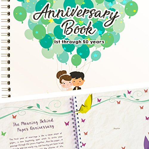 Wedding Anniversary Book - A Hardcover Journal To Document Wedding Anniversaries From The 1st To 50th Year! Unique Couple Gifts For Him & Her - Personalized Marriage Presents For Husband & Wife!