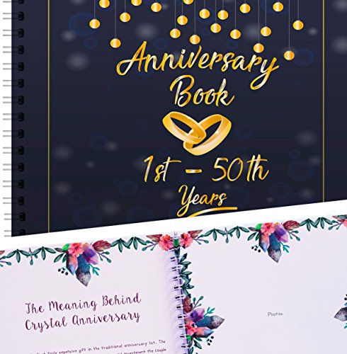 Wedding Anniversary Memory Book - A Hardcover Journal To Document Anniversaries From The 1st To 50th Year! Unique Couple Gifts For Him & Her - Personalized Marriage Presents For Husband & Wife!