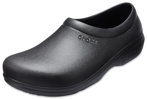 Crocs Unisex-Adult On The Clock Clogs, Slip Resistant Shoes, Black, 12 Women/10 Men
