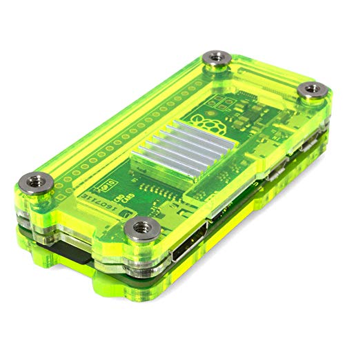 Zebra Zero Case for Raspberry Pi Zero & Zero Wireless - Laser Lime w Heatsinks