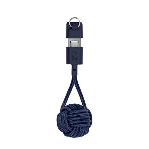 Native Union Key Cable USB-C to USB-A - Ultra-Strong Charging Cable with Key Fob Compatible with Samsung Galaxy Z Fold4, Z Flip4 / S22 Ultra, Google Pixel 7 Pro, iPad Pro, iPad Air 5, Mini 6 (Marine)