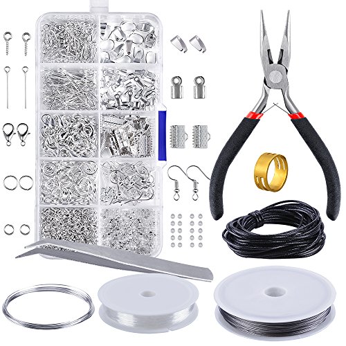 PP OPOUNT Jewelry Making and Repair Tools Kit Jewelry Making Kit Jewelry Findings Starter Kit Jewelry Beading Making and Repair Tools Kit Pliers Silver Beads Wire Starter Tool