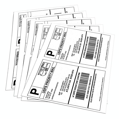 9527 Product Half Sheet Self Adhesive Sticker Printer Labels for Laser & Inkjet Printers 8.5''x5.5'' White Blank Address Shipping Labels, 2 Labels per Sheet (1000 Labels)