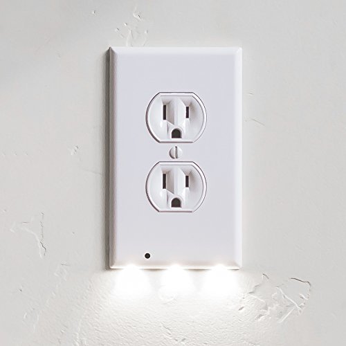 2 Pack SnapPower Guidelight - Outlet Wall Plate With LED Night Lights - No Batteries Or Wires - Installs In Seconds - (Duplex, White)