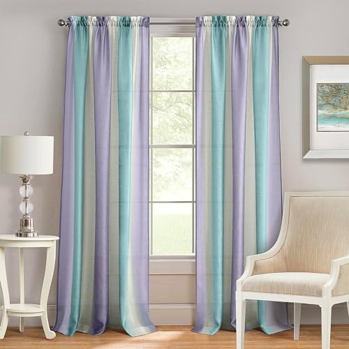 Achim Home Decor Spectrum-Fenstervorhang, 127 cm breit, 160 cm lang, lila/türkis, halbtransparent und maschinenwaschbar, weiche Polyester-Vorhänge für Schlafzimmer, Wohnzimmer und Esszimmer