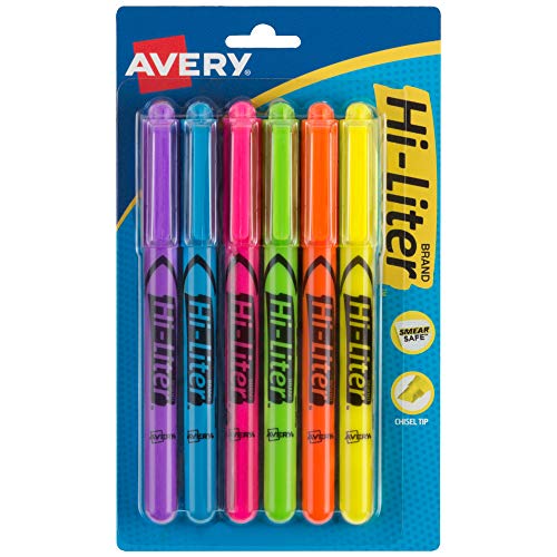 HI-Liter Pen Style Fluorescent Highlighters, Assorted
