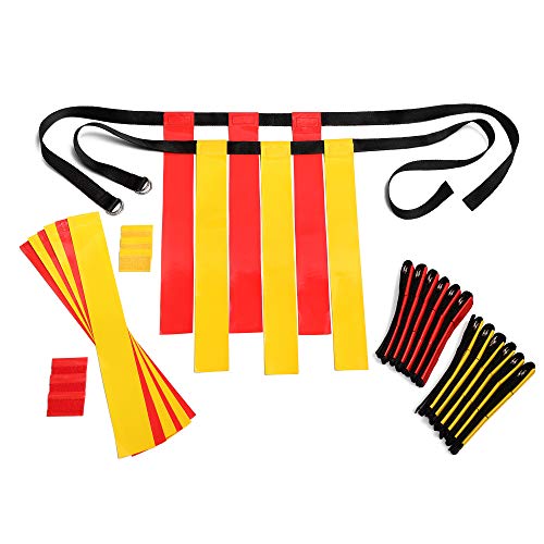 Flag Football Belts Adult - Durable 14 Player Flag Football Set of Belts and Flags Includes 3 Flags Per Belt Plus a Bonus 6 Replacement Flags (62 Piece Kit)