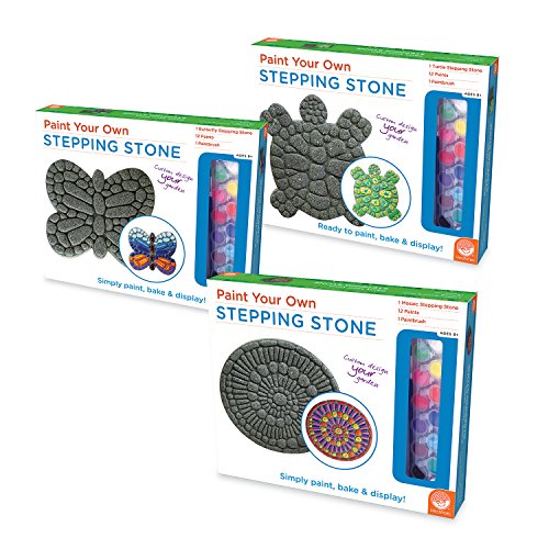 MindWare Paint Your Own Stepping Stone Kit (3 Pack Set) Great for Kids to Paint and Display