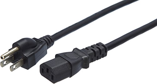 Amazon Basics Computer Monitor TV Replacement Power Cord, 1', Black