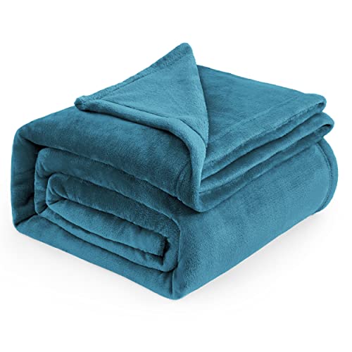 Bedsure Fleece Blankets Queen Size Teal - Bed Blanket Soft Lightweight Plush Fuzzy Cozy Luxury Microfiber, 90x90 inches