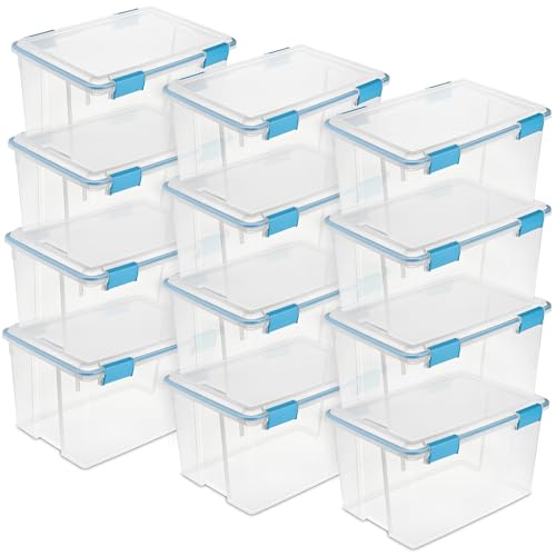 STERILITE 54 Quart Gasket Box in Clear with Blue Latches, 12 Pack | 19344304