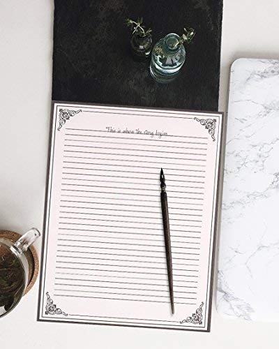 48 Sheets Vintage Lined Paper for Letter Writing Stationery with Antique Border Design - 8.5"x11" Cream Aged Paper for Letters & Invitations