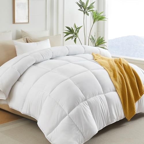 Llovsoul Duvet Alternative Doudou Couette Insert 100% en peluche Coque en microfibre brossé, solide White-king (269,2 x 228,6 cm), Microfibre, blanc, Jumeau