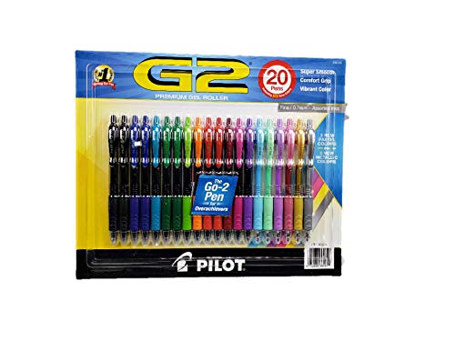 Pilot G2 Premium Roller à encre gel, fine 0,7 mm, 20 rétractable stylos